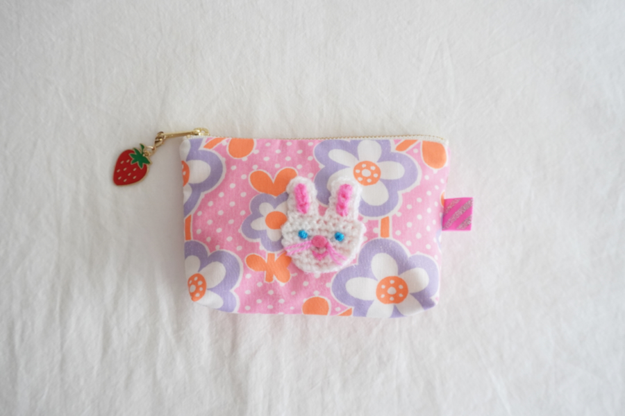 Sophie et Chocolat☆Pouch-S/Flower x Bunny-Pink