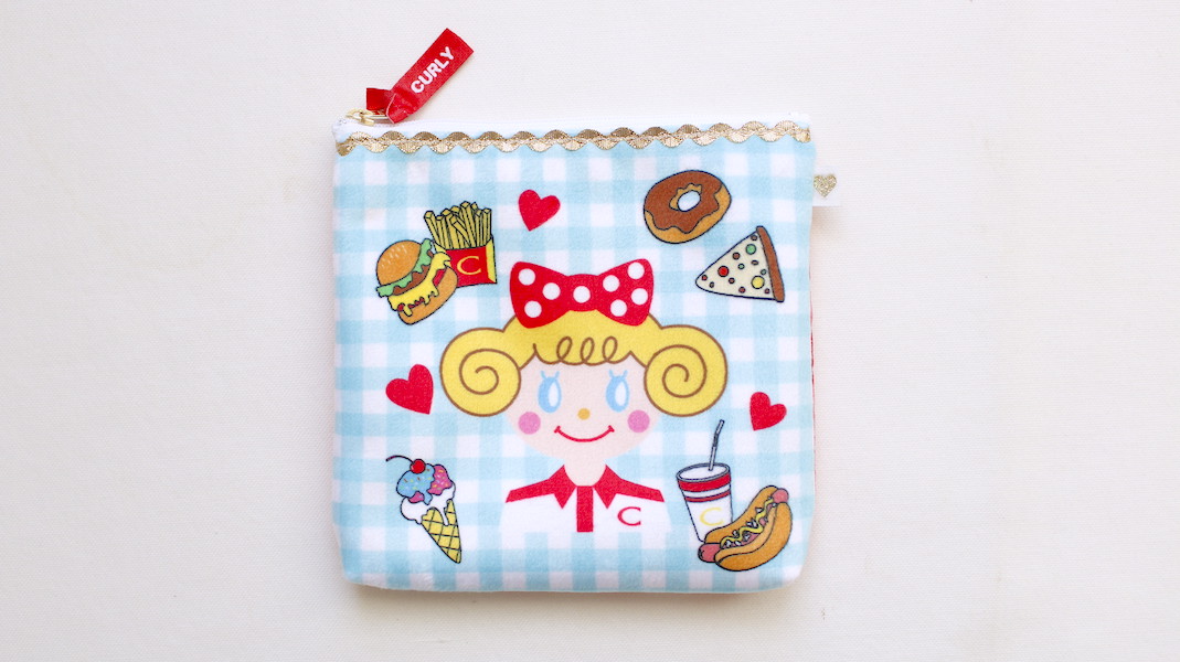 スクエアプリントポーチ☆いちごちゃん x ファストフード
