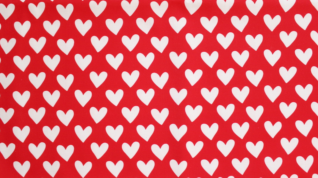 オリジナルファブリック☆ホワイトハート x レッド