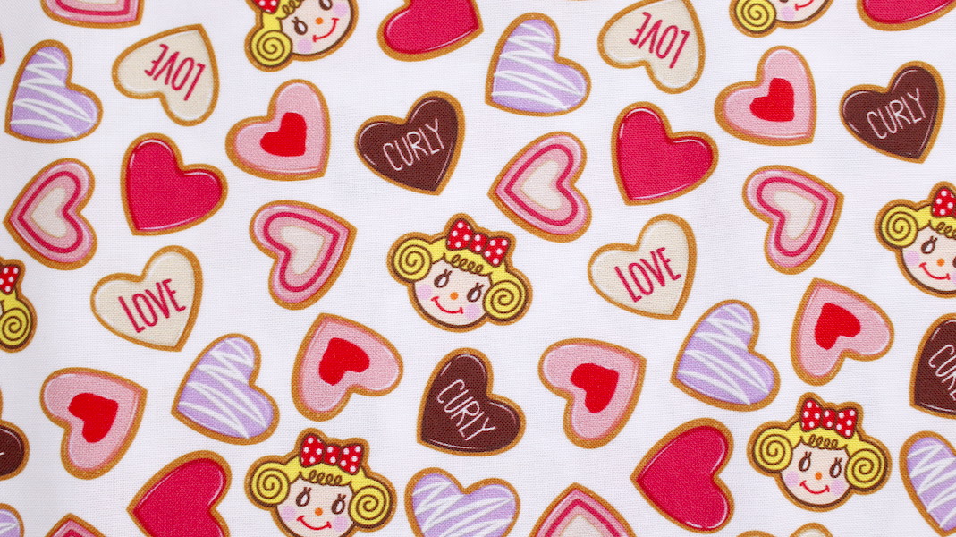 オリジナルファブリック☆いちごちゃん＆ハートクッキー/ホワイト