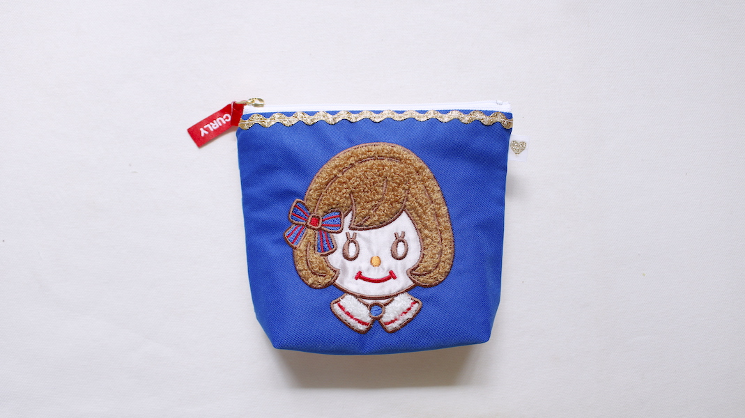 さがら刺繍ミニポーチ☆ジュジュ(内生地:グリーン)/裏生地:ハート