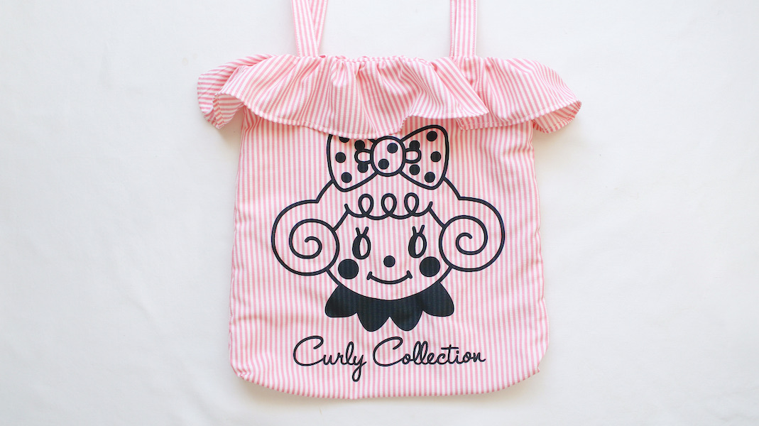 フリルプリントトート☆いちごちゃん x ピンク