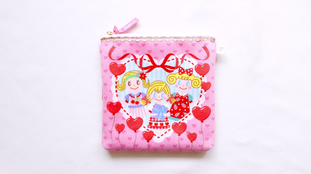 スクエアプリントポーチ☆3girls x ハートバルーン