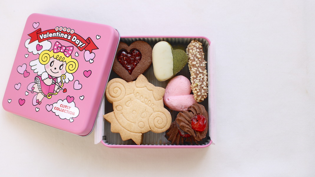 【2/6(金)発送/受注生産商品】Curlyのバレンタインクッキー缶☆エンジェルいちごちゃん x ピンク