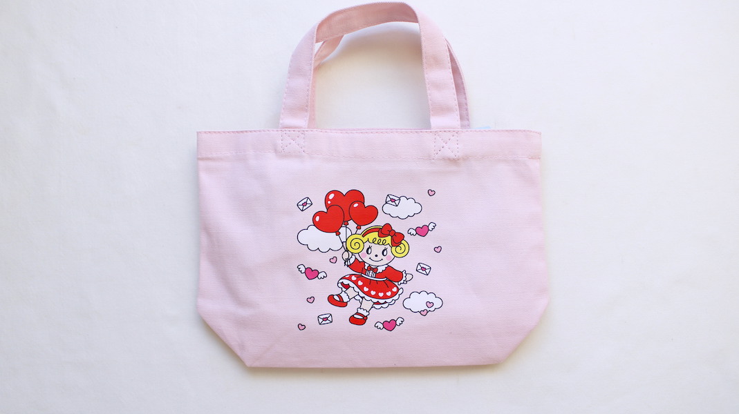 プリントバッグ(S)☆バルーンいちごちゃん x ピンク