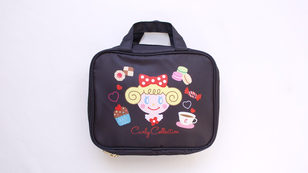 ハンドル付きマルチポーチ☆スウィーツいちごちゃん x ブラック