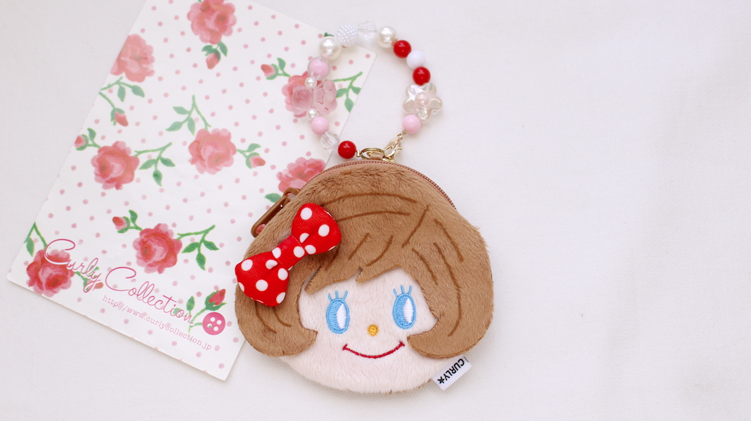 ビーズストラップ付きフェイスポーチ☆ジュジュ x ピンクベア