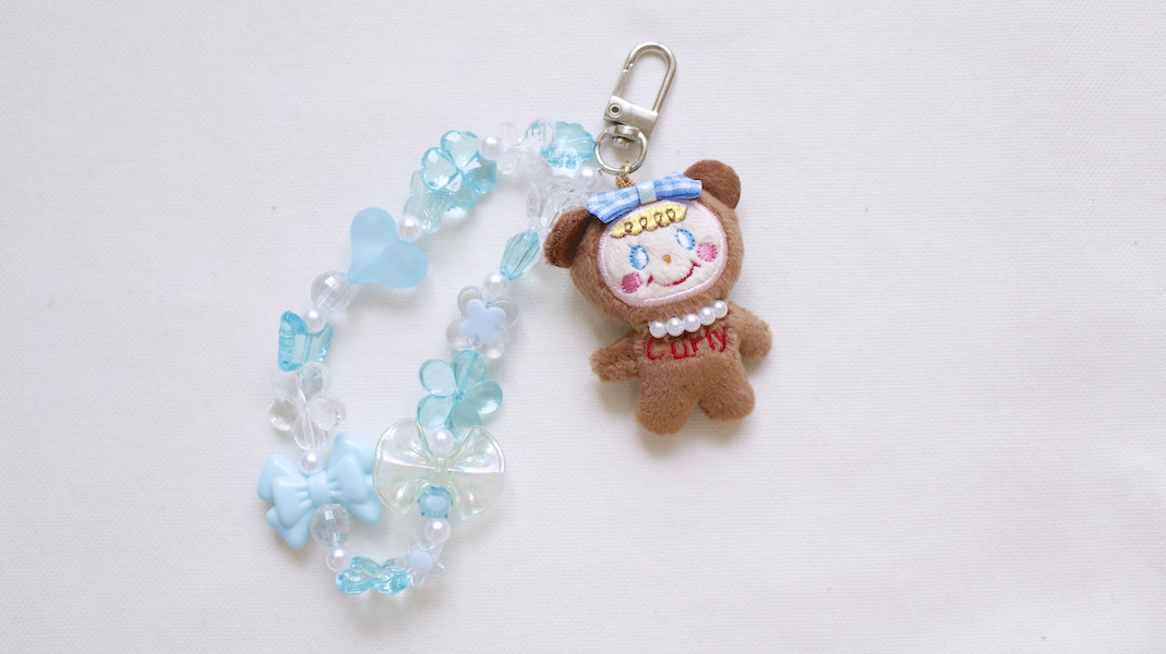 ミニマスコットチャーム☆ベアいちごちゃん x 水色(B)