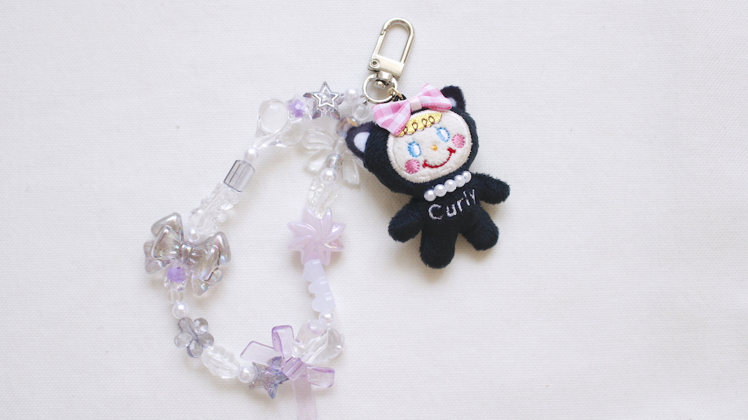 ミニマスコットチャーム☆キャットいちごちゃん x パープル(A)