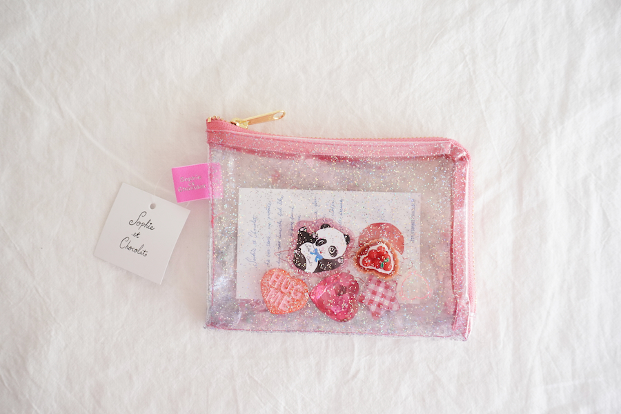 Sophie et Chocolat☆L-Shaped Pouch/Panda Baby-Pink
