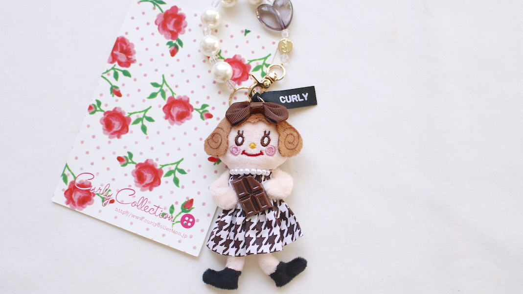 マスコットチャーム☆いちごちゃん(ブラウン) x チョコ(リボン:ブラウン)