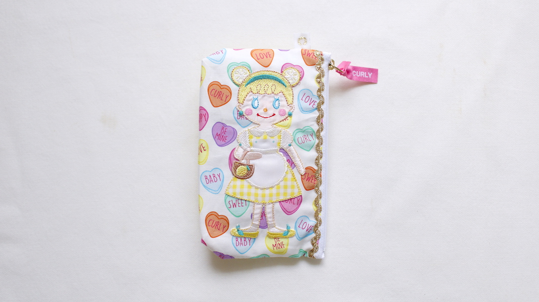 Lemon Cake☆縦長ワッペンポーチ☆レモンクッキー/パステルハート