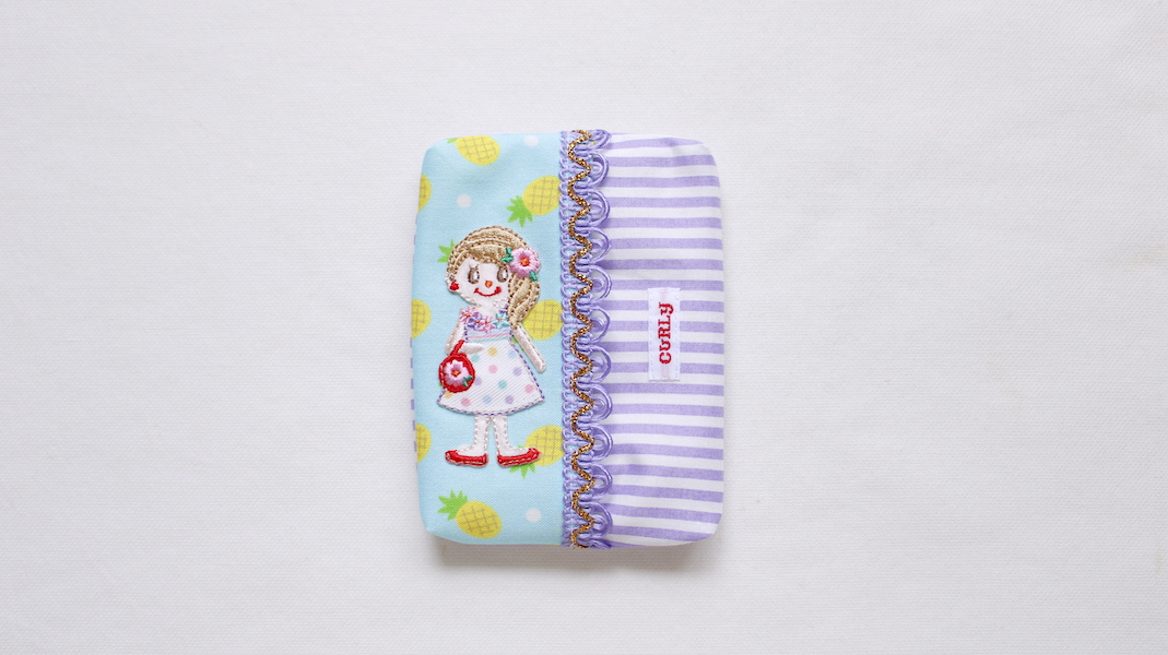 ワッペンティッシュケース☆トロピカルガール/パイナップル x ボーダー
