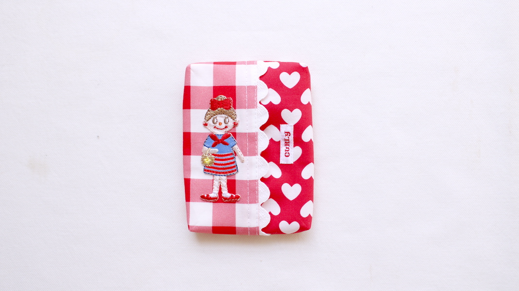 ワッペンティッシュケース☆エヴィ/チェック x ハート
