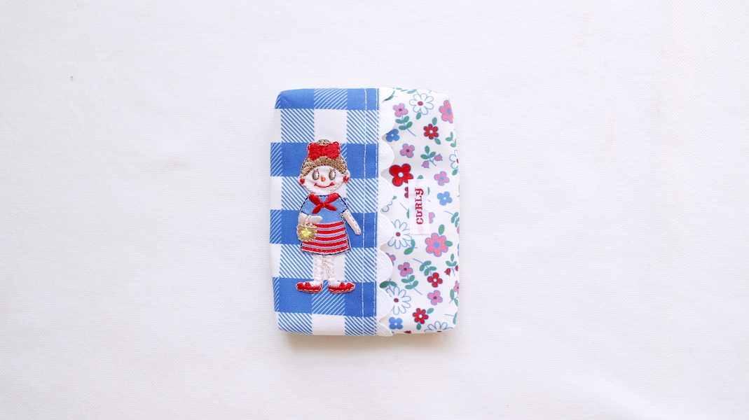 ワッペンティッシュケース☆エヴィ/チェック x フラワー