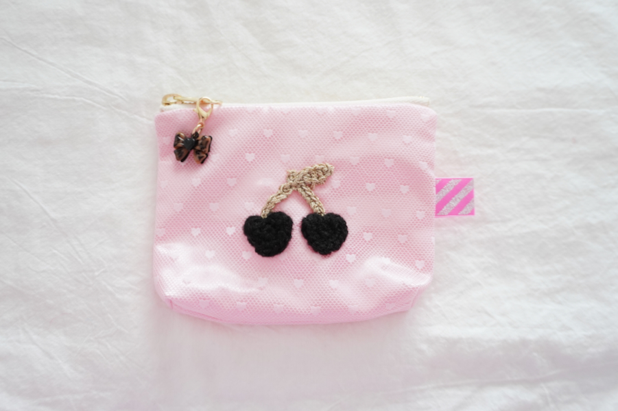 Sophie et Chocolat☆Lace Pouch-S/Pink x Black Cherry