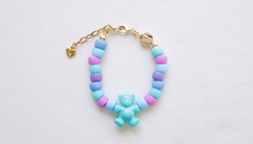 ビーズブレスレット☆ベア(ブルー)