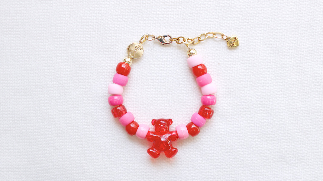 ビーズブレスレット☆ベア(レッド)