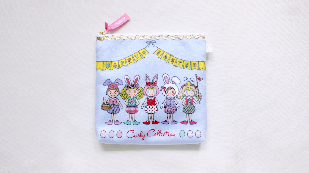 スクエアプリントポーチ☆バニーガールズ/ブルー