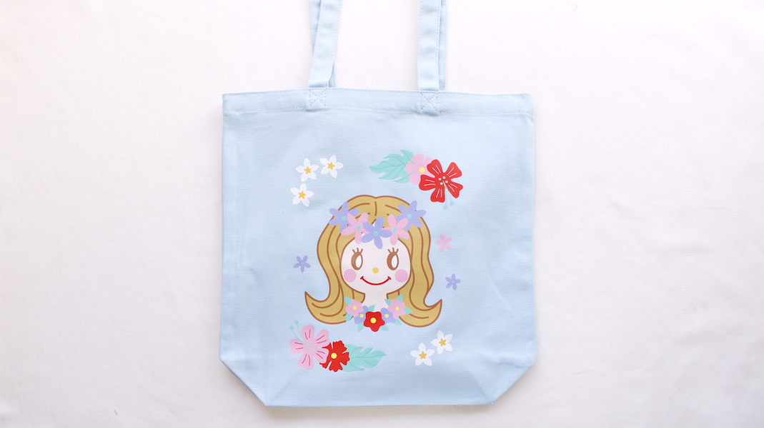 プリントバッグ(M)☆トロピカルガール / ブルー
