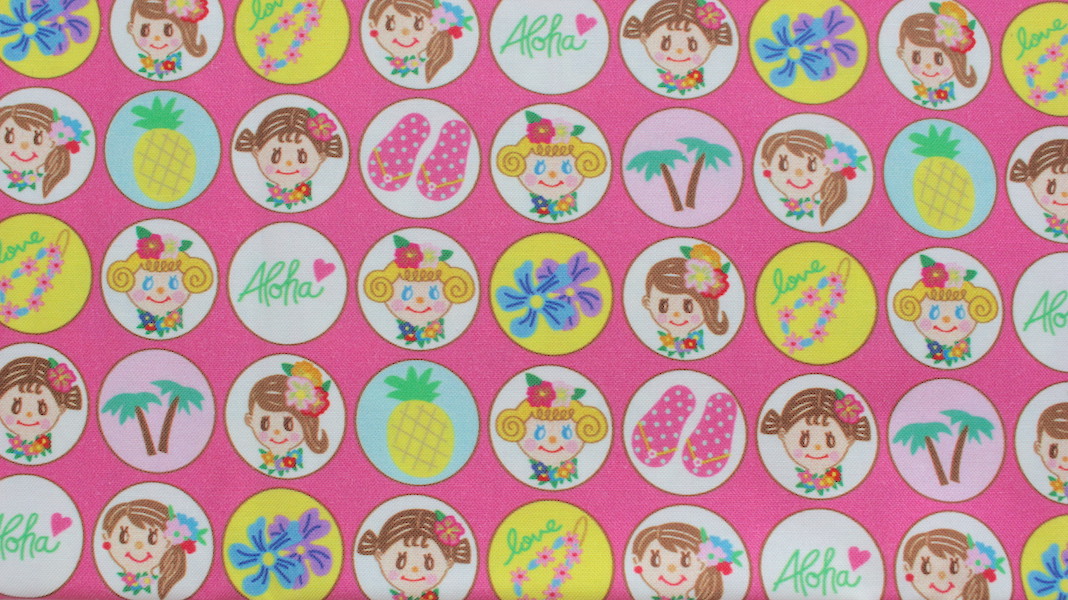 オリジナルファブリック☆Curly Aloha x スポットライト(ピンク)