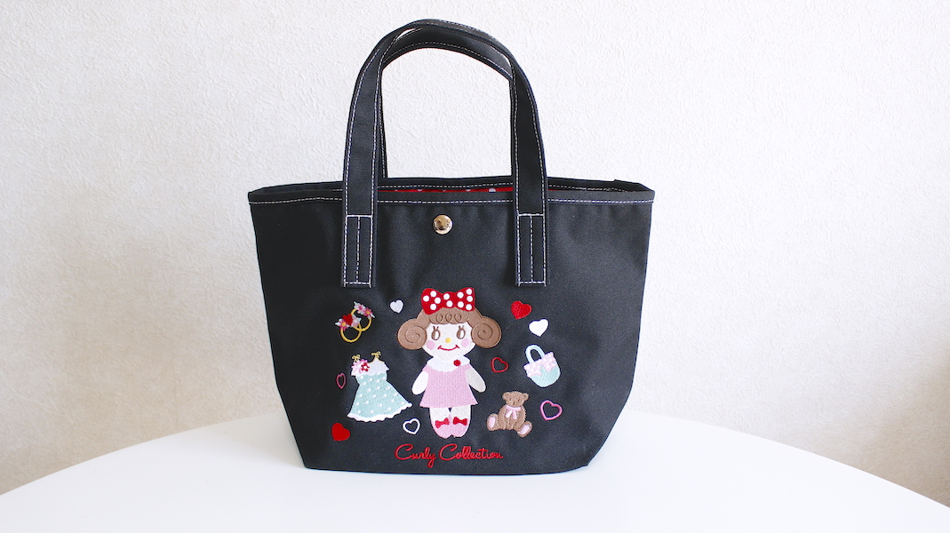 刺繍ミニトート☆いちごちゃん(ファッション) /ブラック