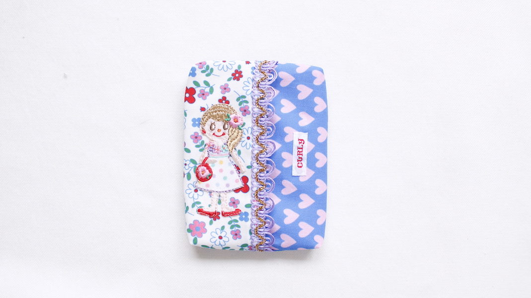 ワッペンティッシュケース☆トロピカルガール/フラワー x ハート