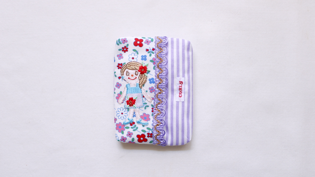 ワッペンティッシュケース☆トロピカルガール/フラワー x ストライプ