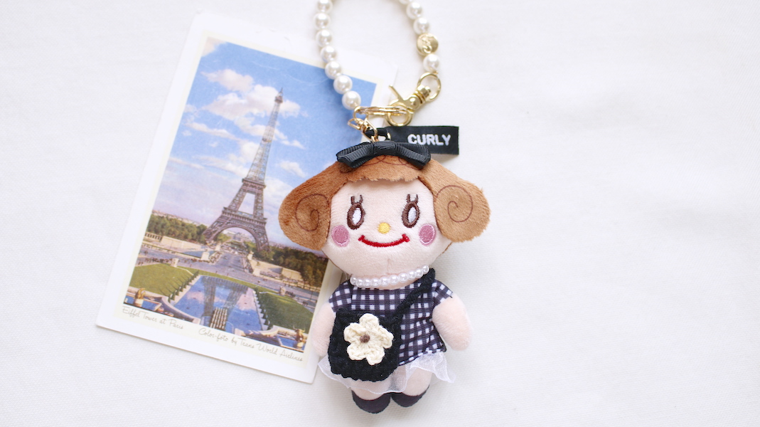 マスコットチャーム☆いちごちゃん x チェック(ブラック)/バッグ