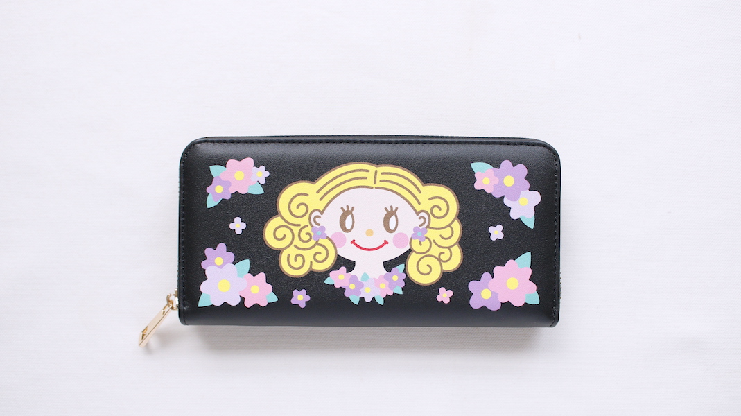 ラウンドファスナー長財布☆ジンジャー x ブラック