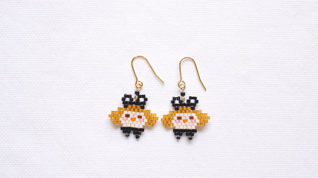 ビーズピアス☆いちごちゃん(BLACK)