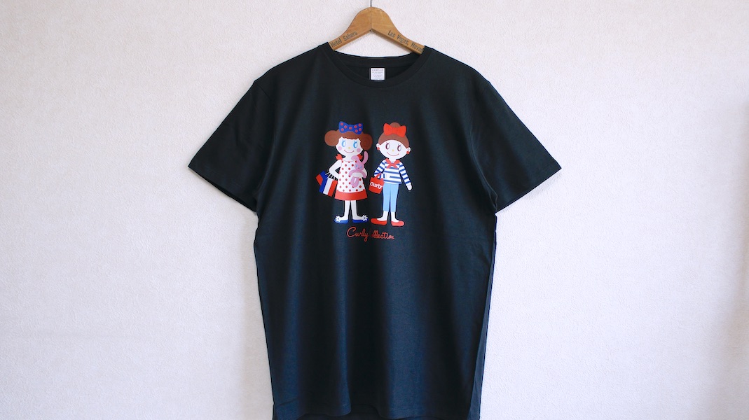 オリジナルTシャツ☆いちごちゃん＆エヴィ(PARIS)/ブラック