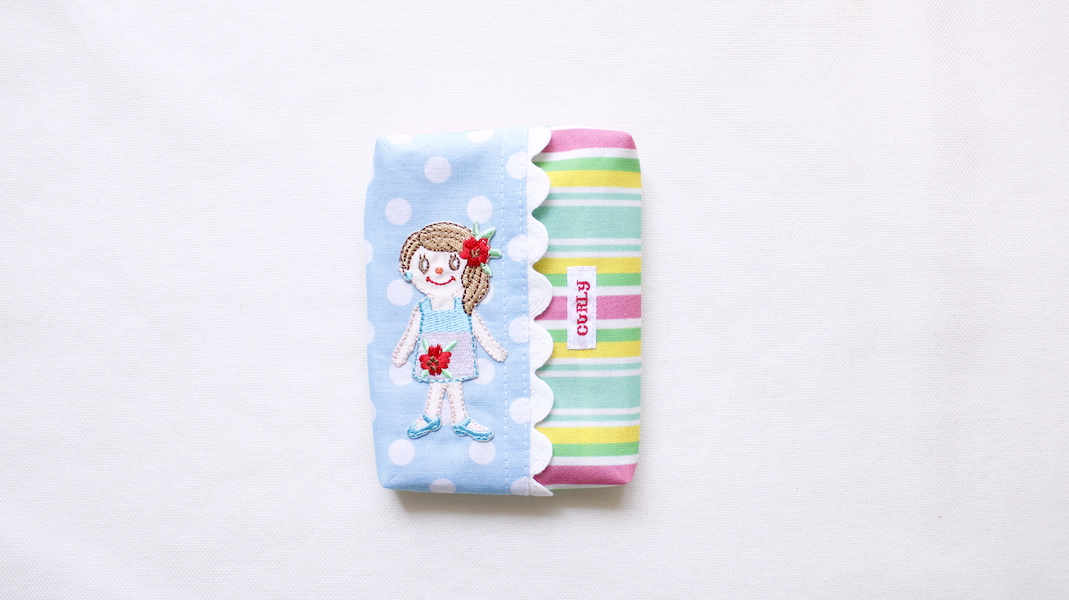 ワッペンティッシュケース☆トロピカルガール/ドット(大) x ストライプ