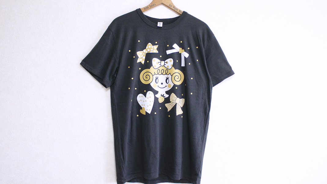 オリジナルTシャツ☆いちごちゃん(モノトーン) x スミクロ(XL)