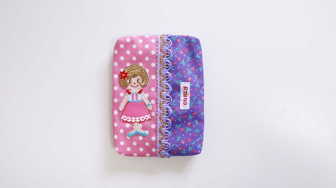 ワッペンティッシュケース☆ジュジュ/プチドット(ピンク) x フラワー