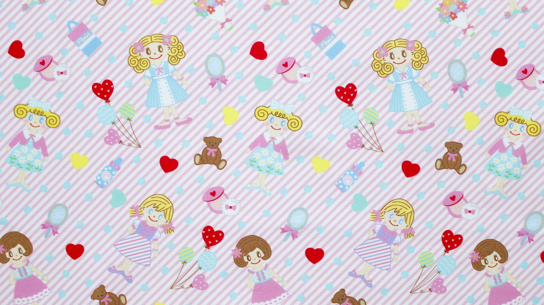オリジナルファブリック☆Girl's room  x ピンクストライプ