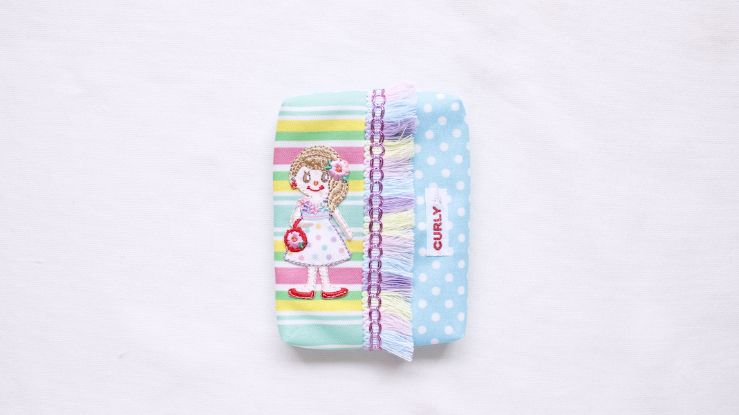 ワッペンティッシュケース☆トロピカルガール/ボーダー x ドット