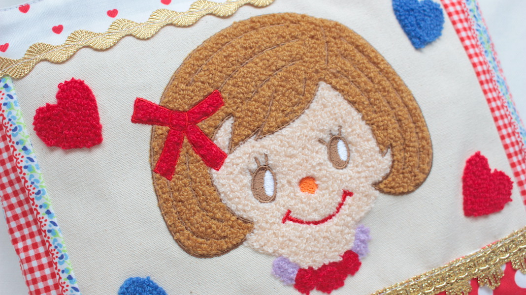 さがら刺繍ミニトート☆ジュジュちゃん x フラワーチェック