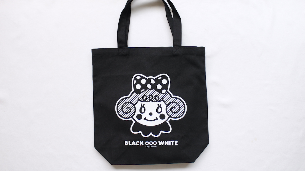 Black and White☆縦長キャンバストート／ブラック