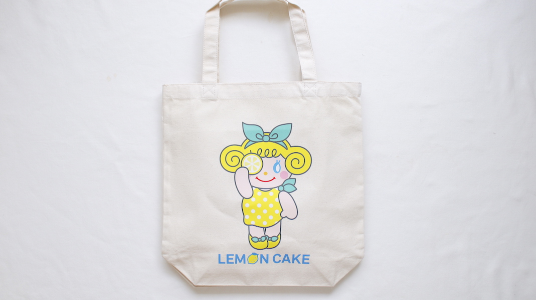 LEMON CAKE☆縦長キャンバストート／レモンいちごちゃん x ナチュラル