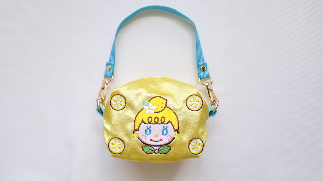 LEMON CAKE☆ハンドル付きBOX型刺繍ポーチ/レモンケーキ