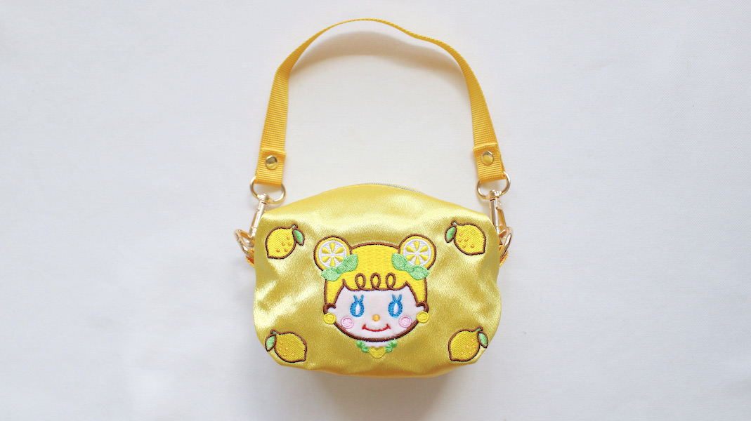 LEMON CAKE☆ハンドル付きBOX型刺繍ポーチ/レモンクッキー