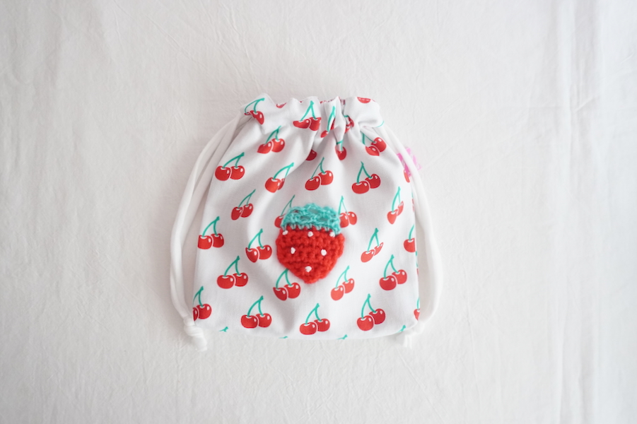 Sophie et Chocolat☆ 巾着/Red strawberry × cherries