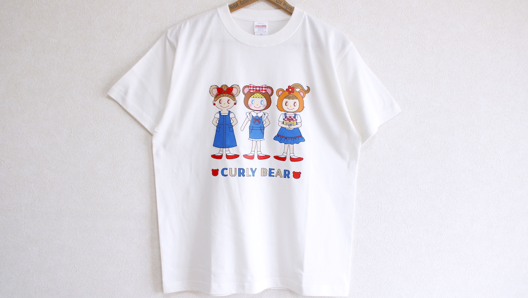 オリジナルTシャツ☆ベアガールズ(エヴィ・いちご・ミミ) x バニラホワイト(M)