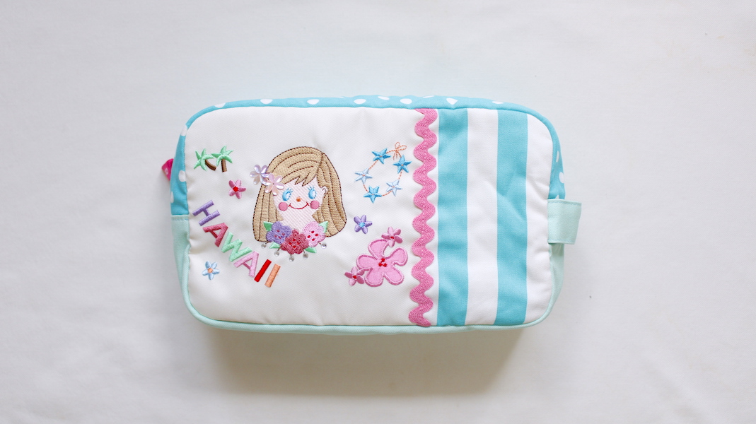 BOX型刺繍ビッグポーチ☆ティキ