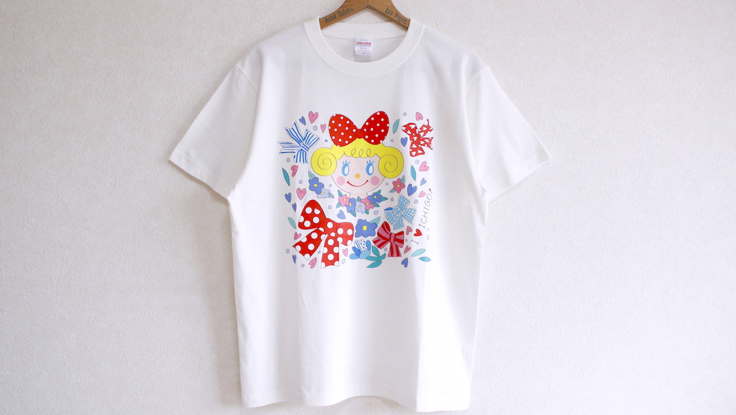 オリジナルTシャツ☆いちごちゃん x ホワイト(M)
