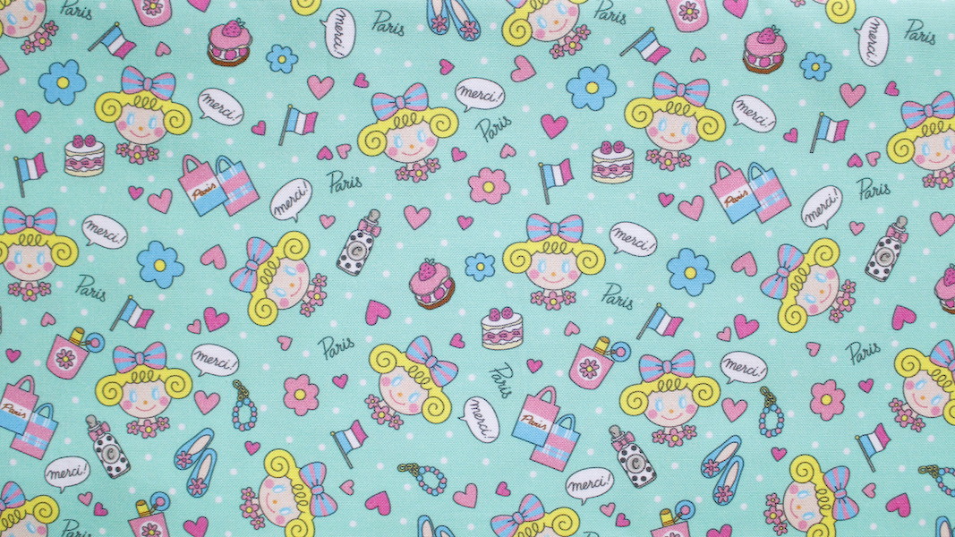 オリジナルファブリック☆いちごちゃん in PARIS/ミント