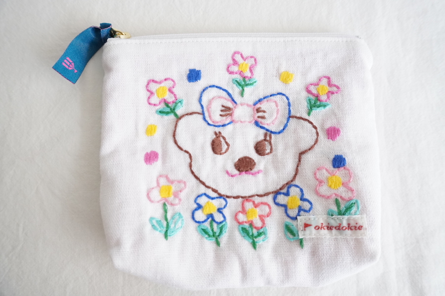 OKIEDOKIE☆刺繍ポーチ/ベア-Girl - カーリーコレクション Curly