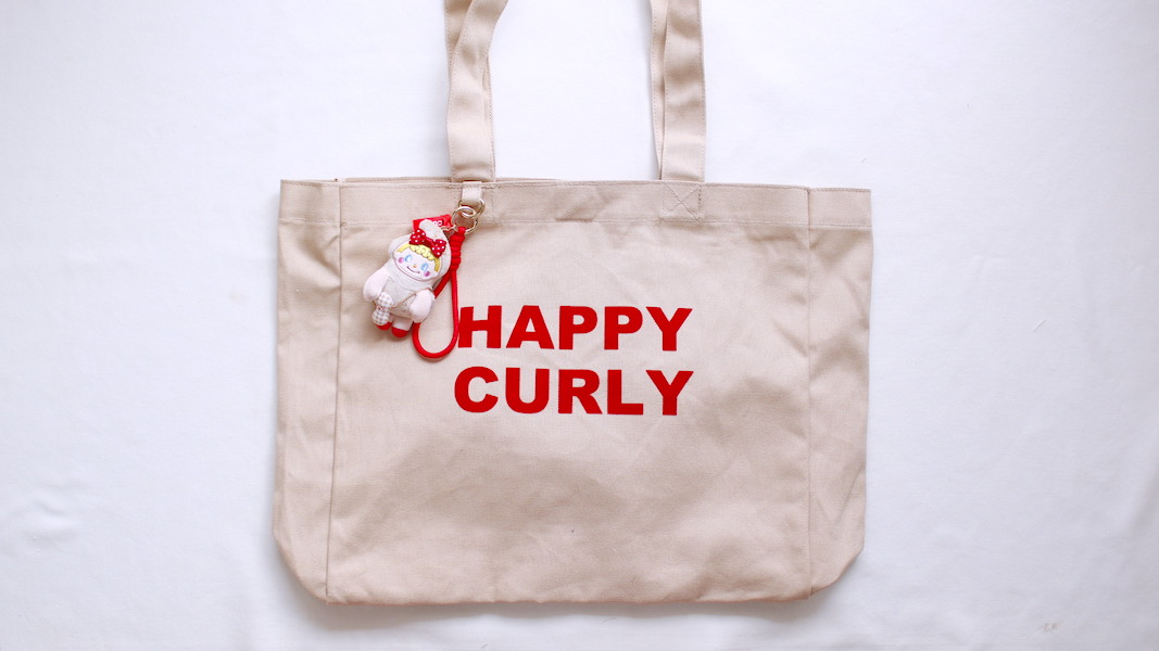 マスコットチャーム付きビッグトートバッグ☆HAPPY CURLY/ピーナッツいちごちゃん/