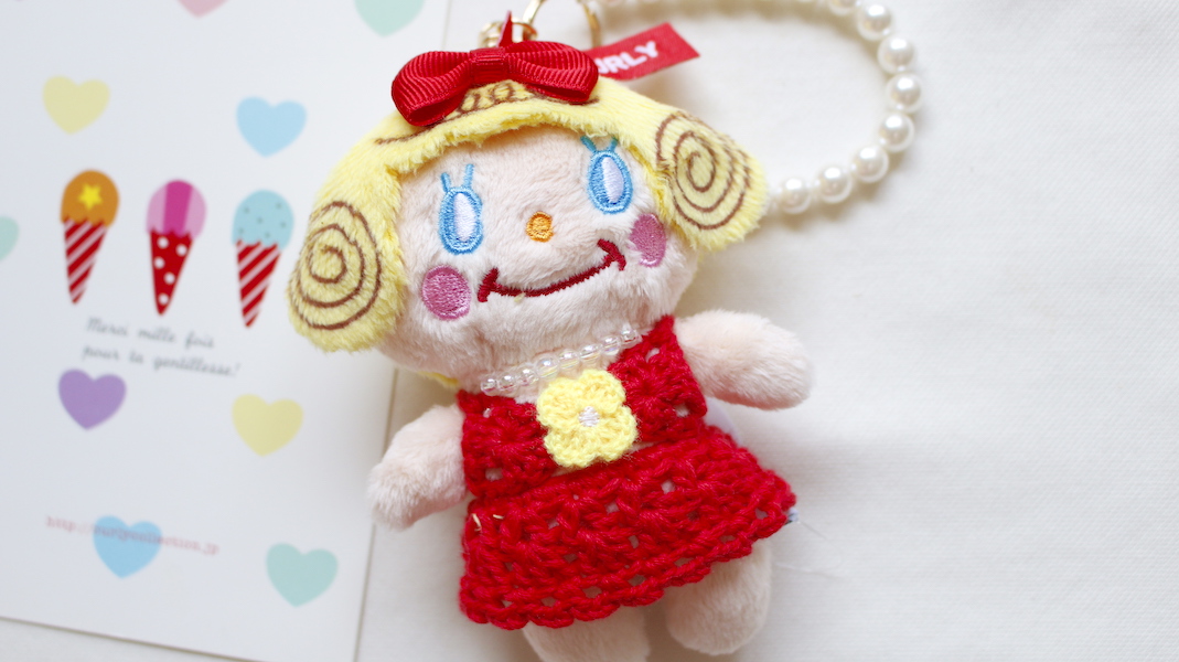 【いちごクッキー♡ピンクねこちゃん】 16cm おすわりぬい服 バッグチャーム いちごクッキー♡ピンクねこちゃん】 16cm おすわりぬい服
